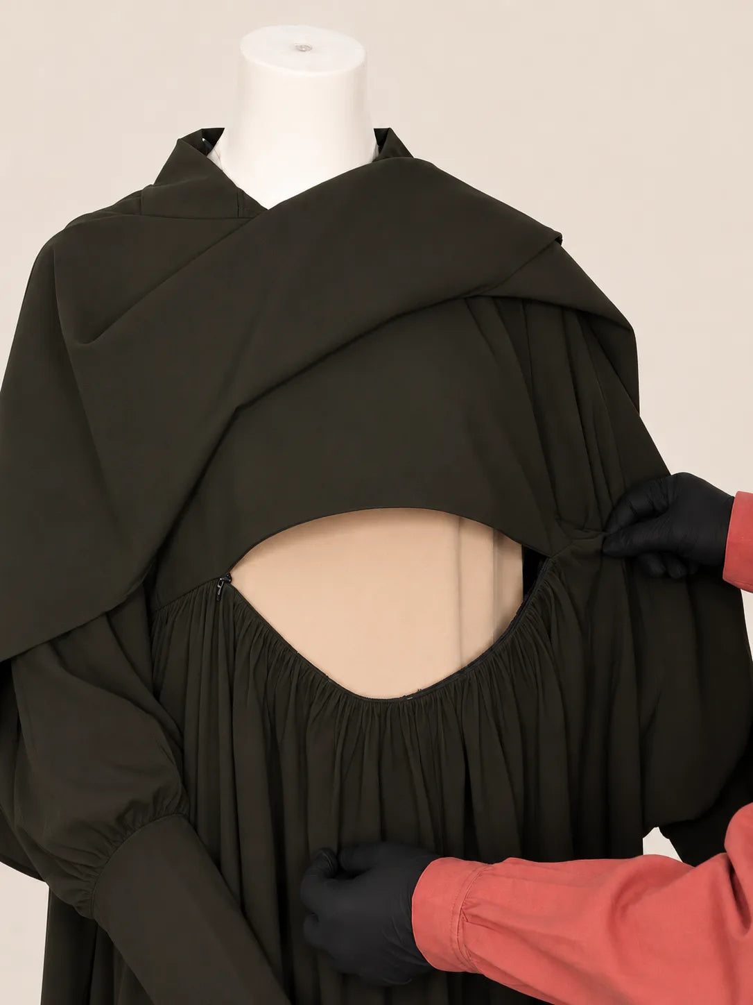 Olive Nursing Abaya With Cape