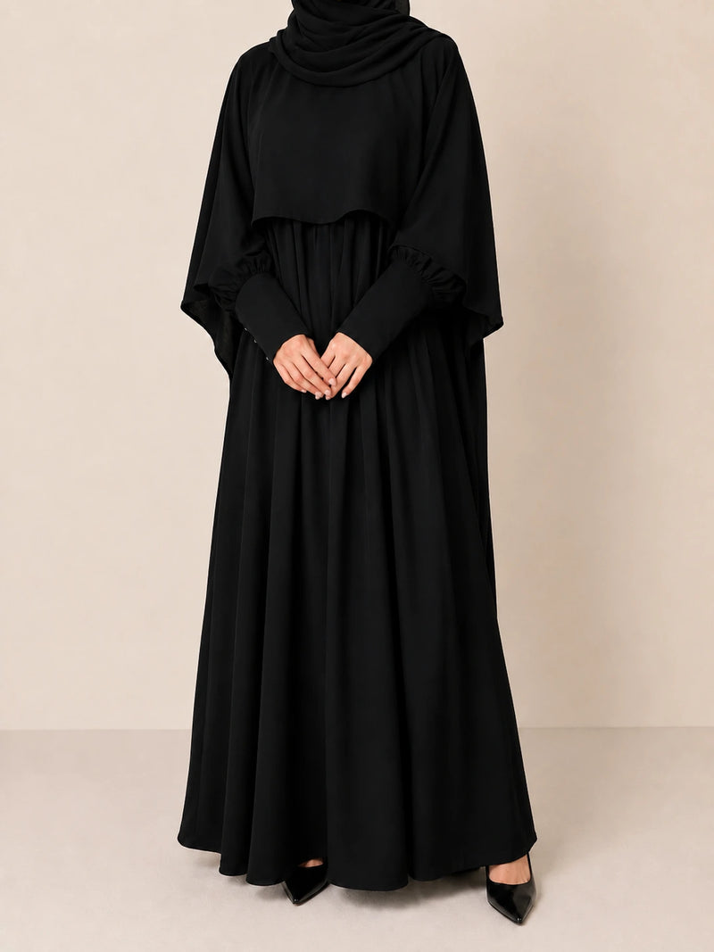 Black Nursing Abaya With Cape
