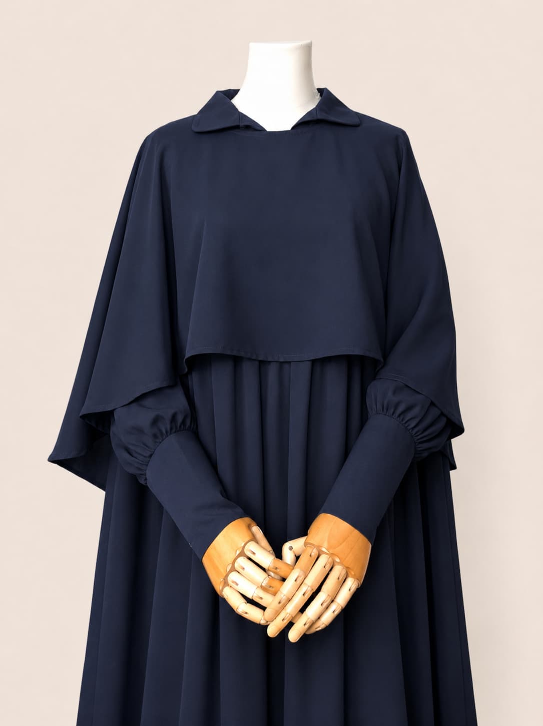 Navy Blue Nursing Abaya With Cape