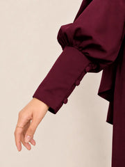 Maroon Nursing Abaya With Cape