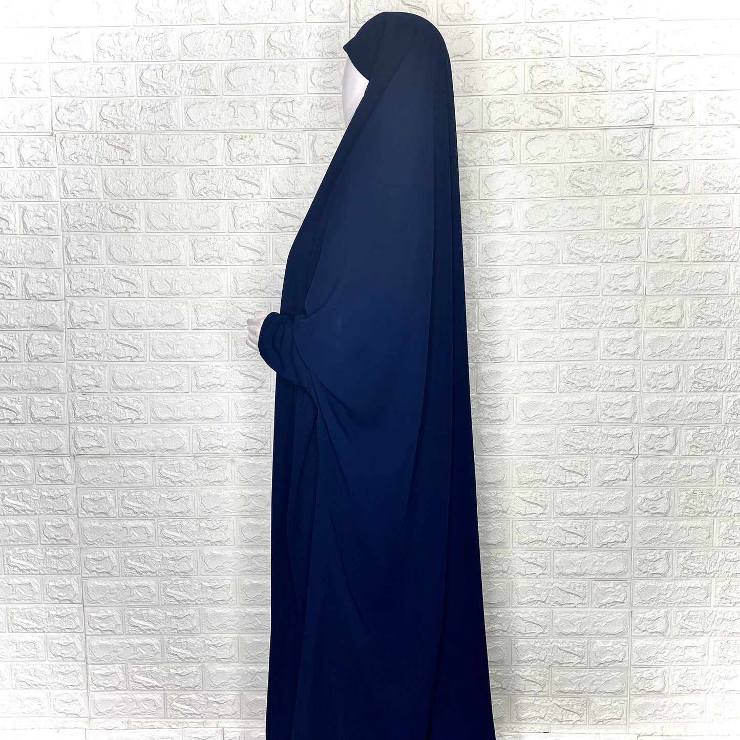 Navy Blue Jilbab With Plain Sleeves