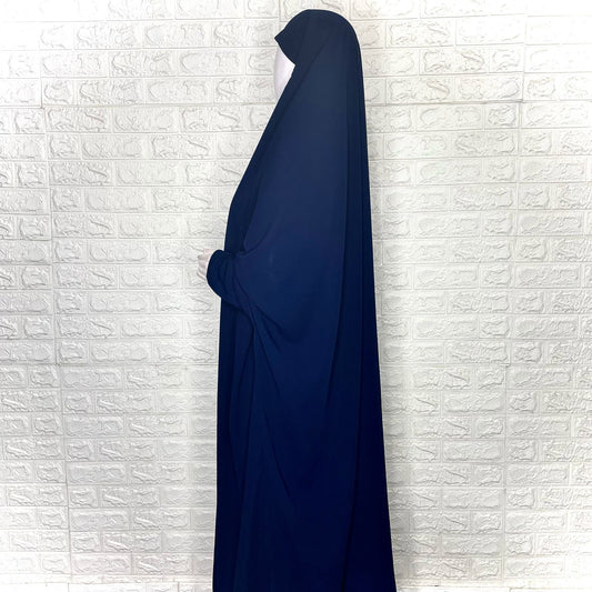 Navy Blue Jilbab With Plain Sleeves