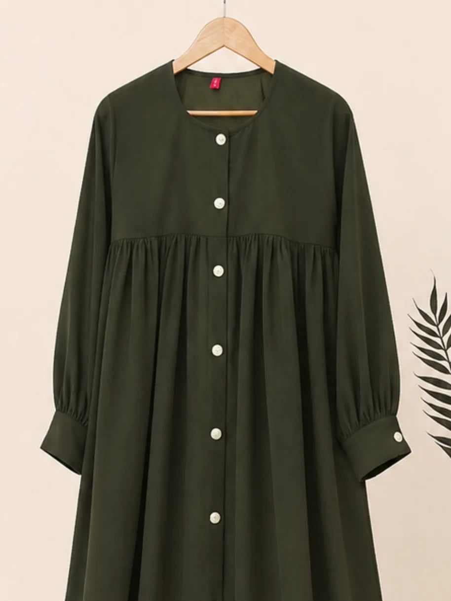 Olive Buttoned Abaya