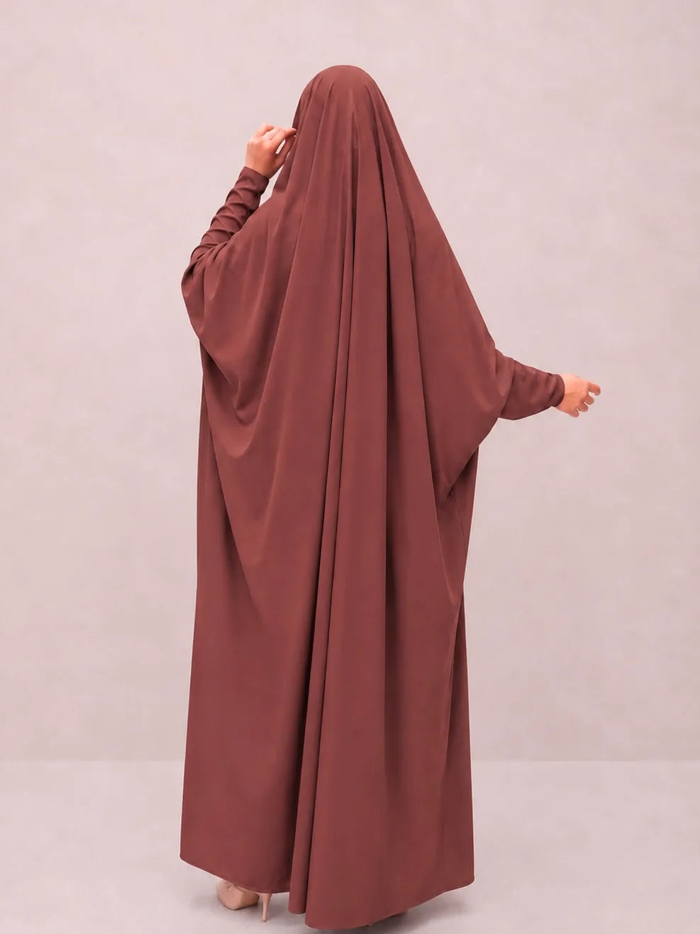 Pecan Jilbab With Plain Sleeves