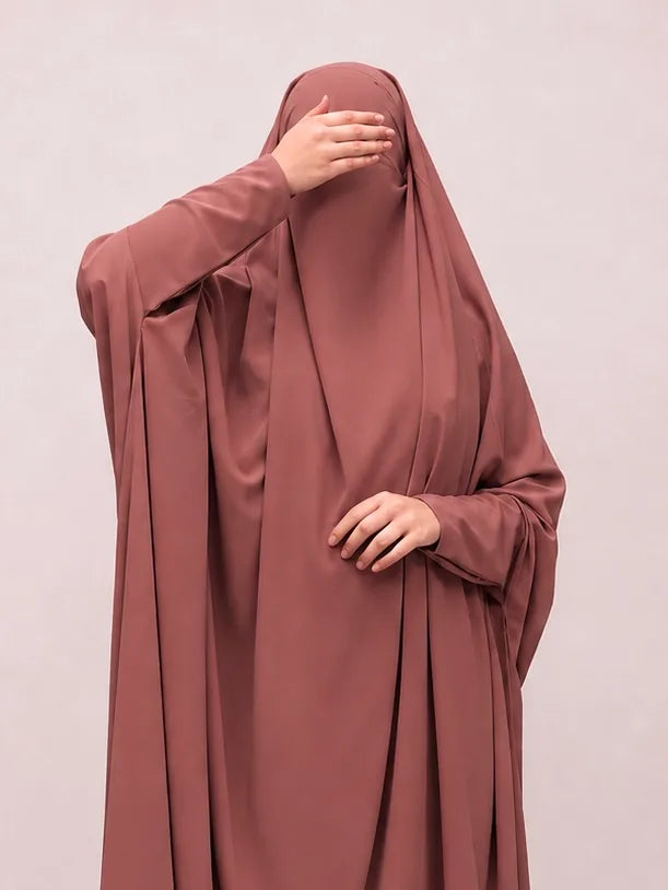 Pecan Jilbab With Plain Sleeves