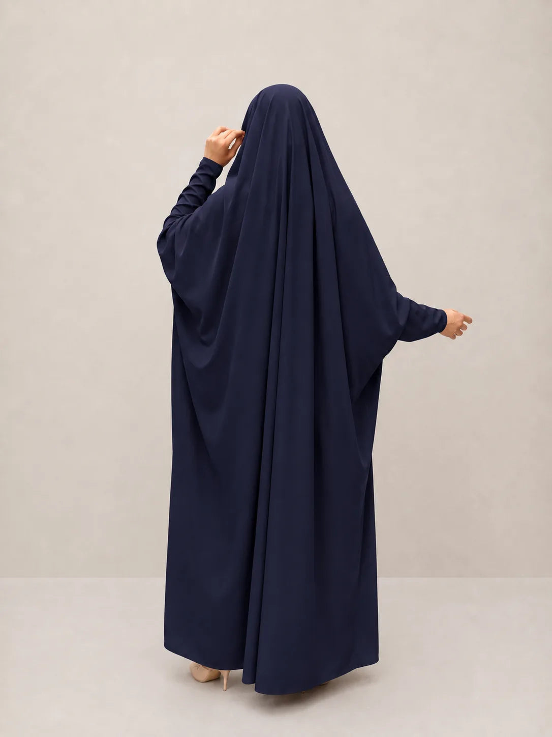 Navy Blue Jilbab With Plain Sleeves