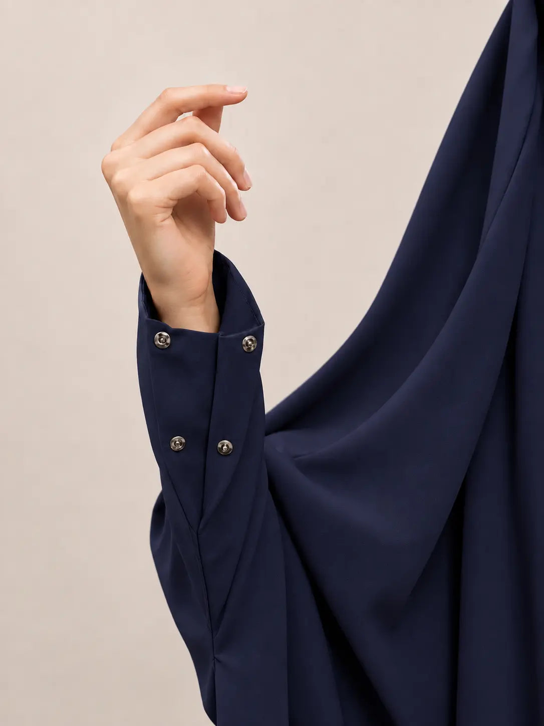 Navy Blue Jilbab With Plain Sleeves