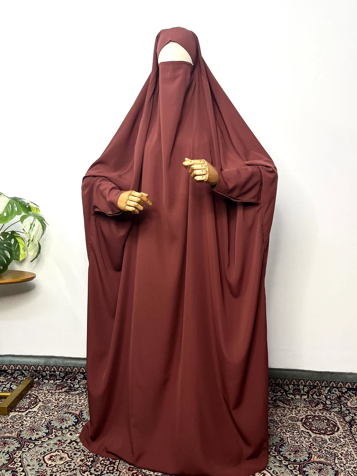 Pecan Jilbab With Plain Sleeves