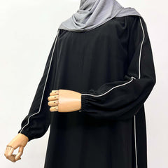 Black Abaya With Piping