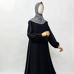 Black Abaya With Piping