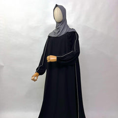 Black Abaya With Piping