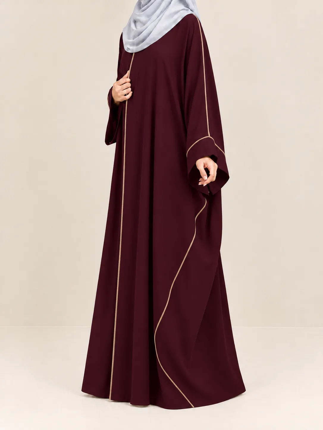Kaftan Abaya With Contrast Piping