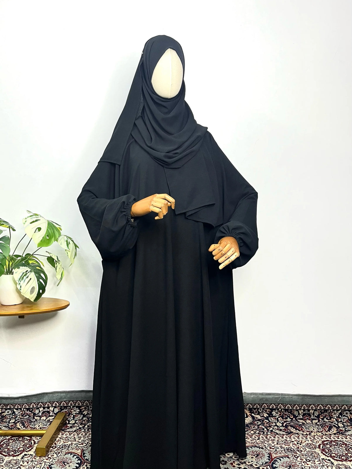 Black Prayer Abaya With Attached Dupatta