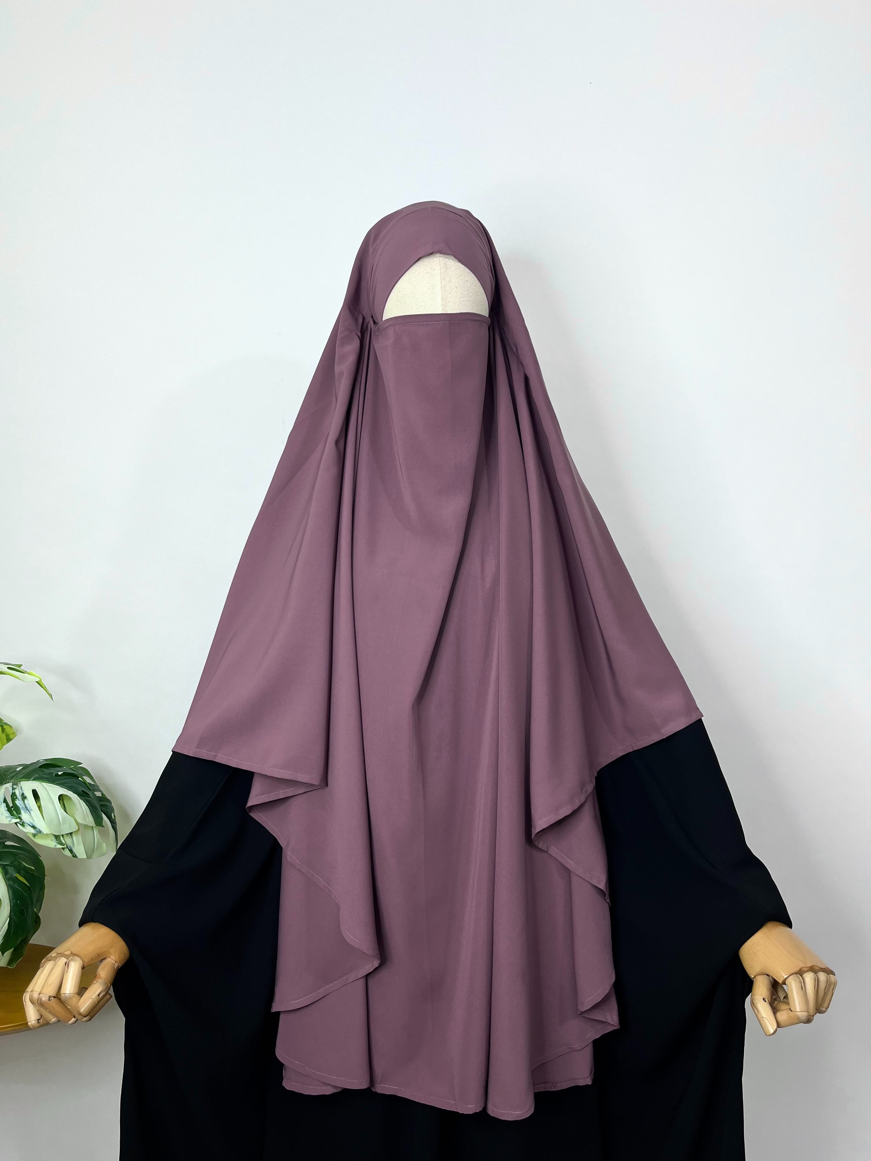 Dusty mauve round khimar 