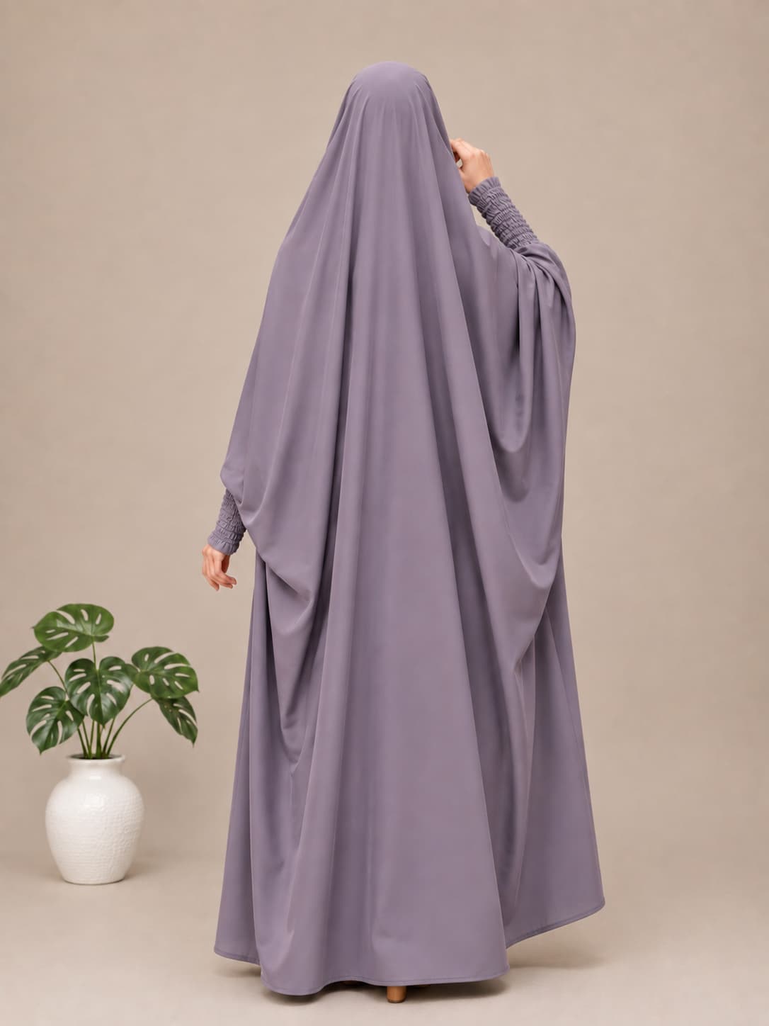 Lavender Jilbab With Smocked Sleeves