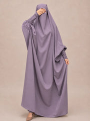 Lavender Jilbab With Smocked Sleeves