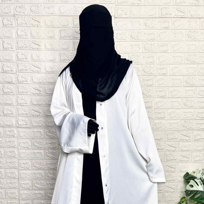 White Front Open TikTok Abaya
