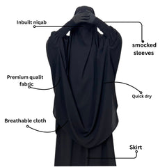 Black Two Pc Jilbab With Skirt