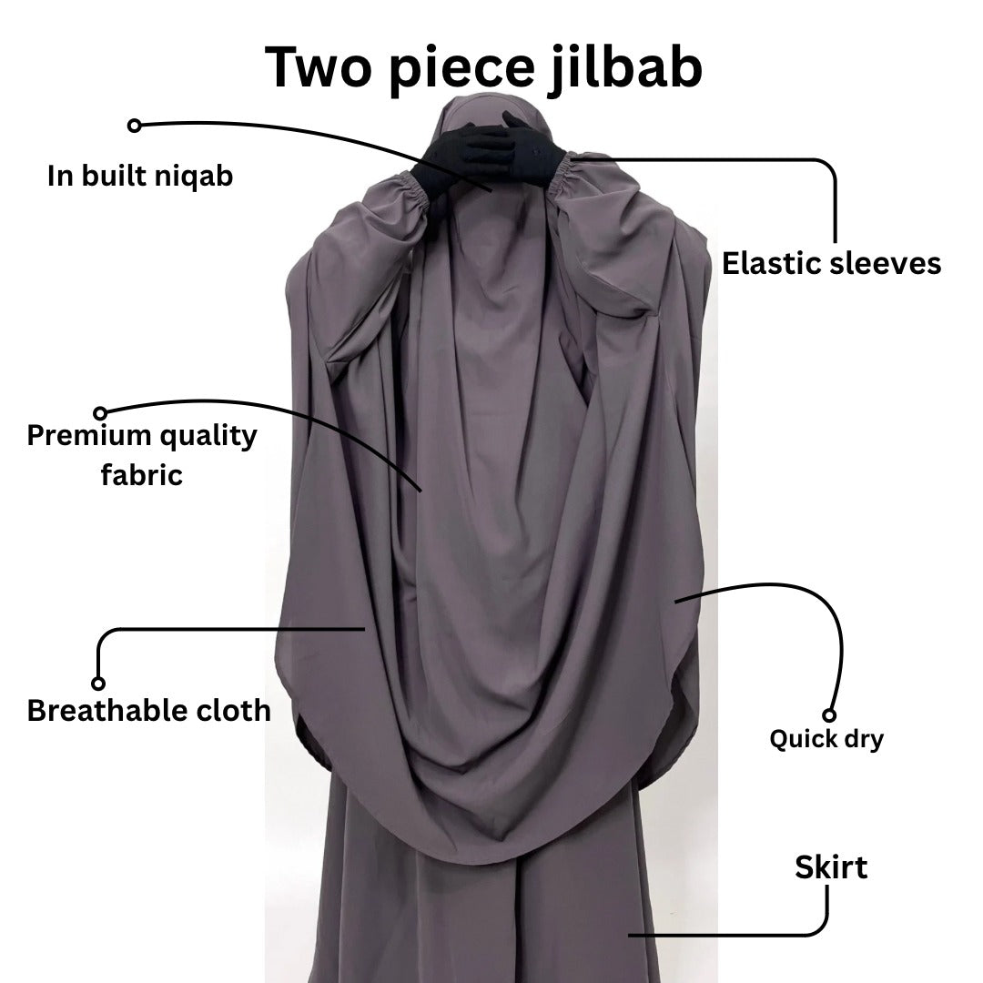 Lavender Two Pc Jilbab With Skirt
