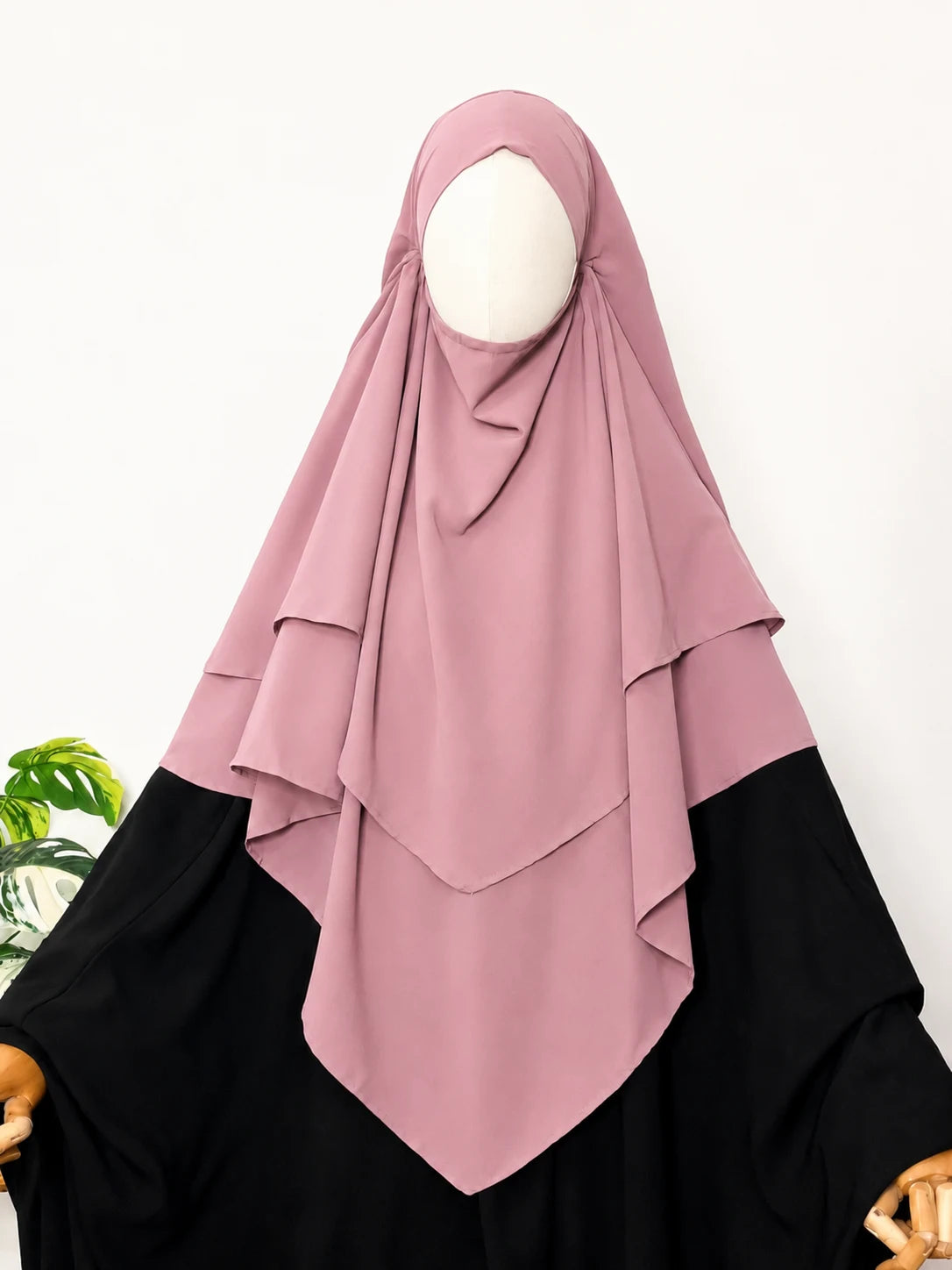 Pastel Pink Two Layers Diamond Khimar