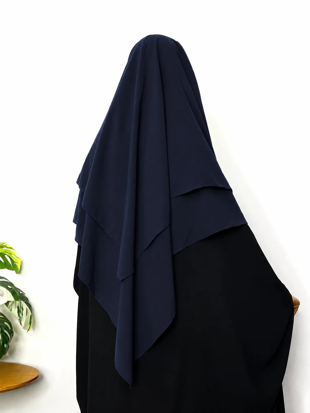 Navy Blue Two Layers Diamond Khimar