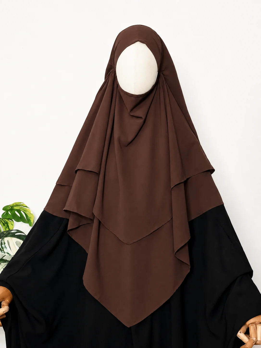 Brown Two Layers Diamond Khimar