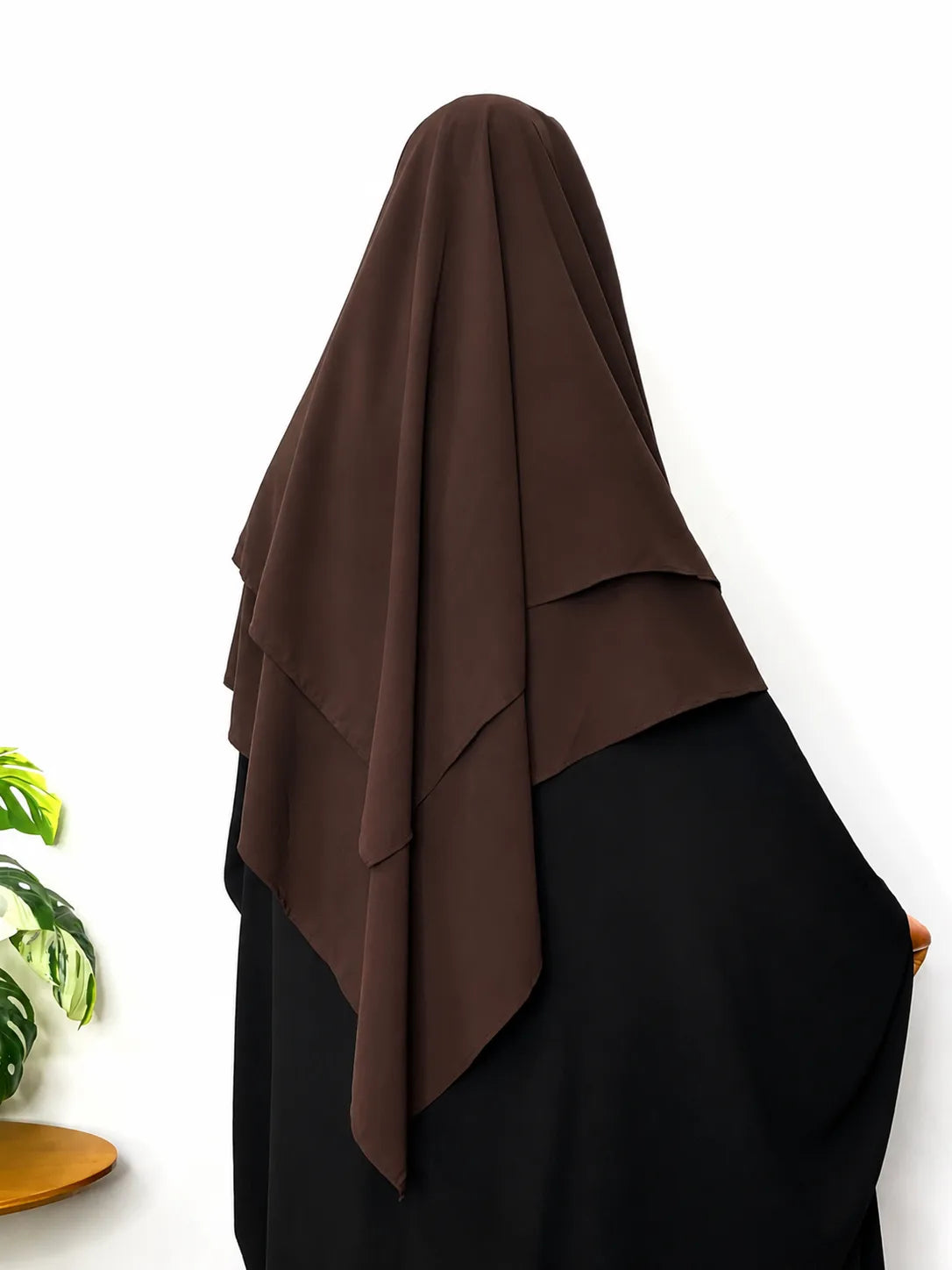 Brown Two Layers Diamond Khimar