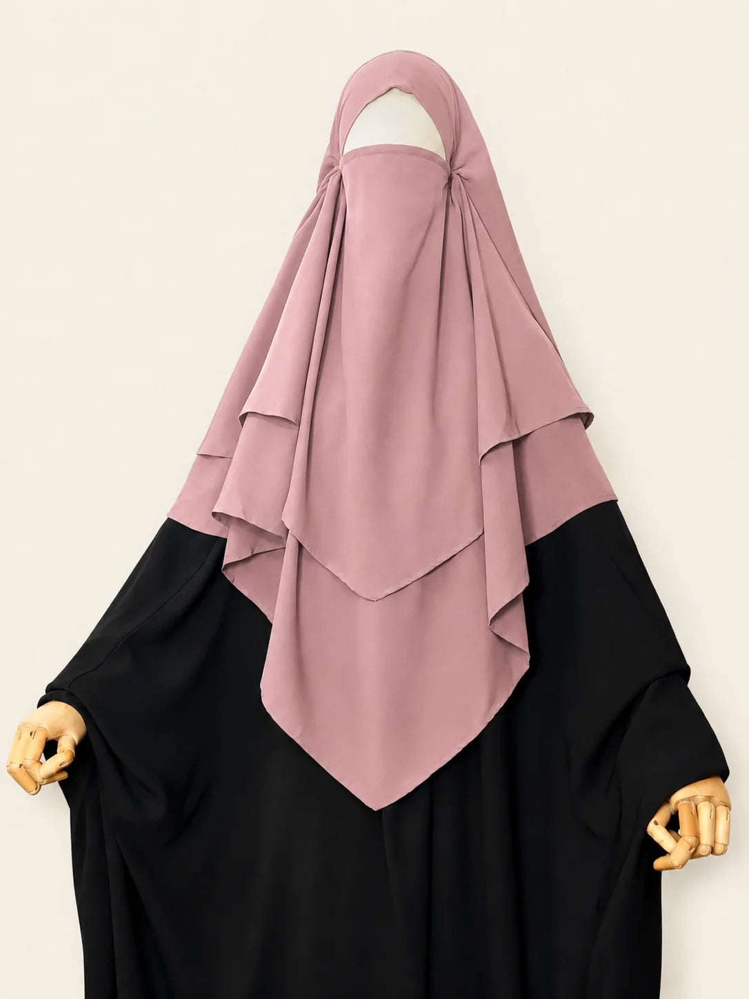 Pastel Pink Two Layers Diamond Khimar