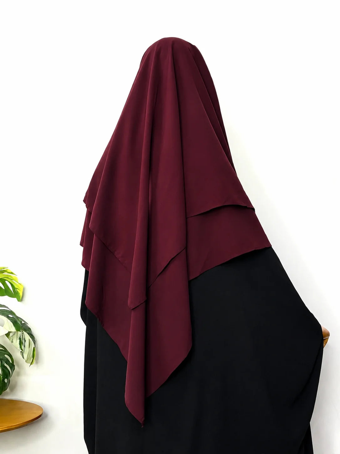 Maroon Two Layers Diamond Khimar