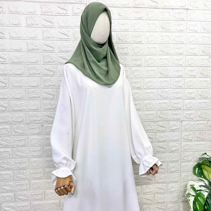 White Aline Abaya With Flower Sleeves
