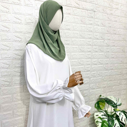 White Aline Abaya With Flower Sleeves