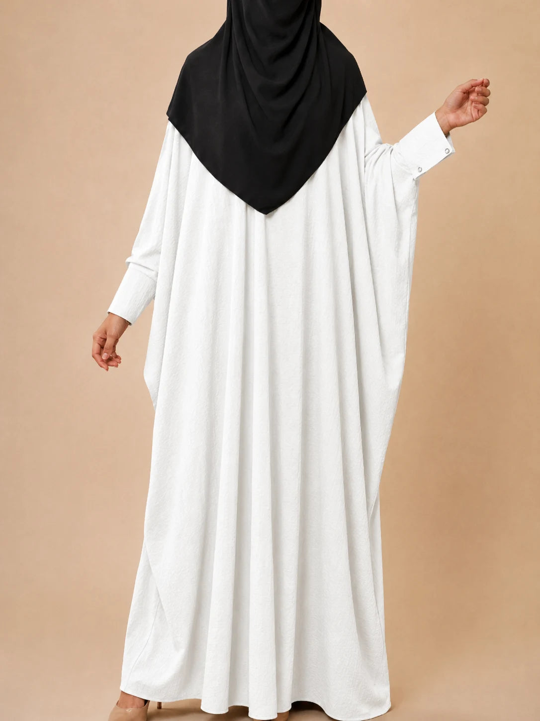 White Kaftan Abaya With Cuff Buttons