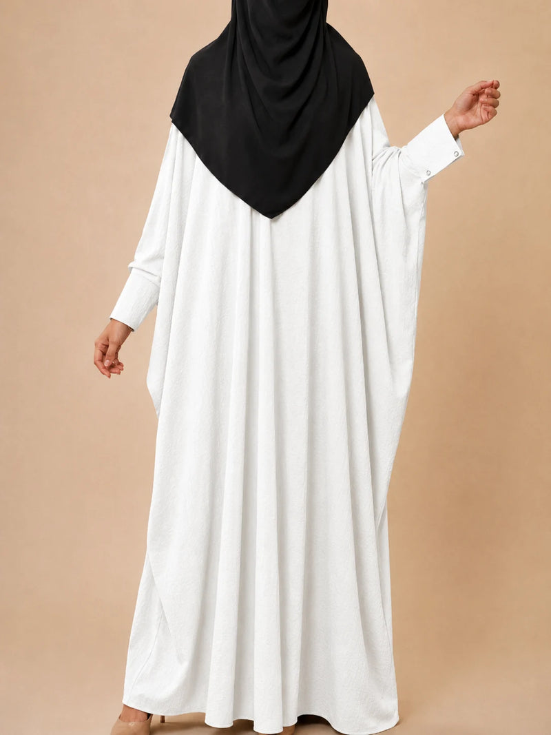 White Kaftan Abaya With Cuff Buttons