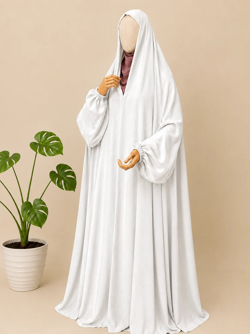 White Irani Chadar With Sleeves