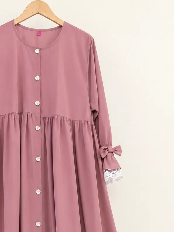 Pastel Pink Princess Frill Abaya