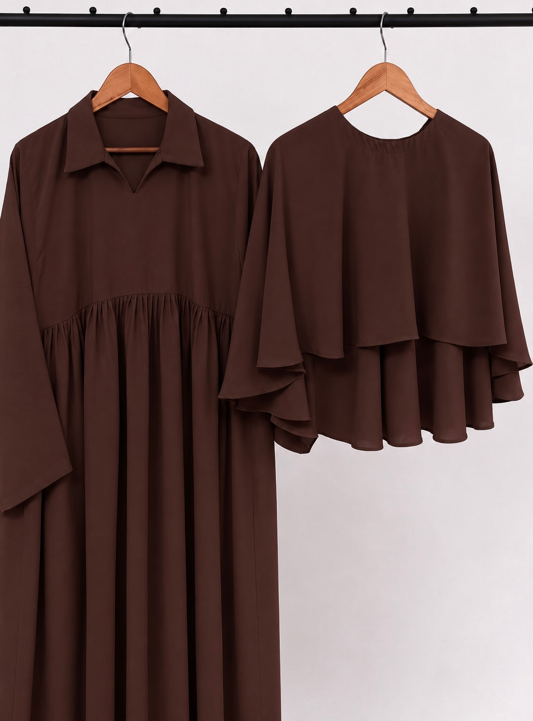 Brown Zeenat Abaya With Cape