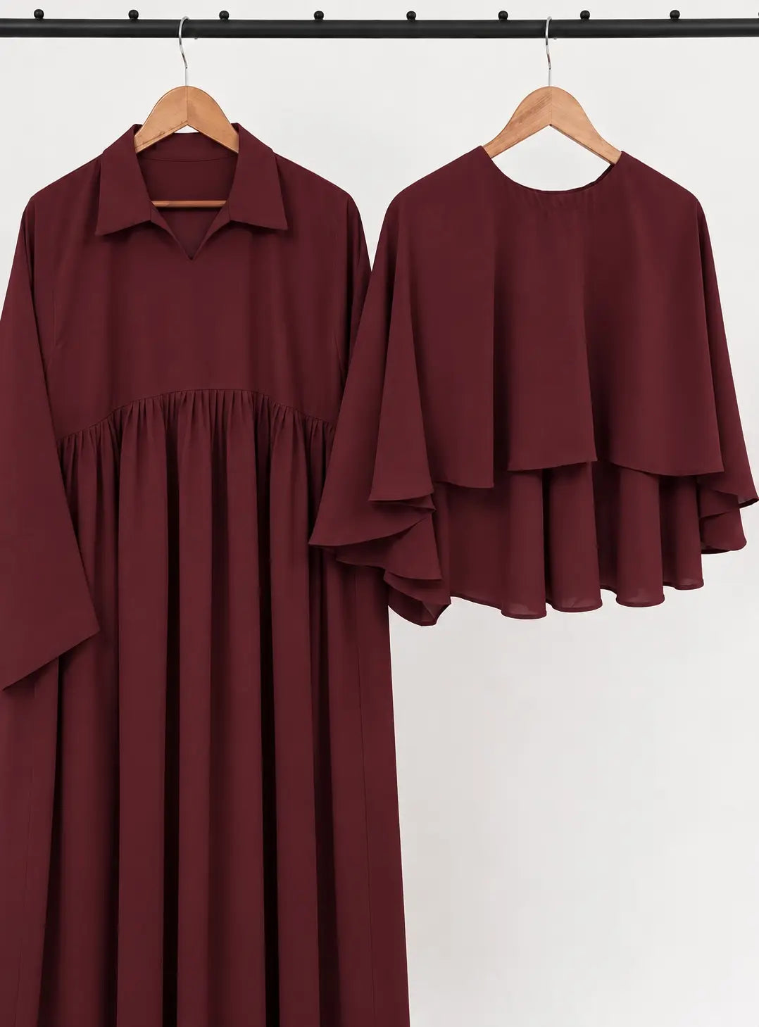 Maroon Zeenat Abaya With Cape
