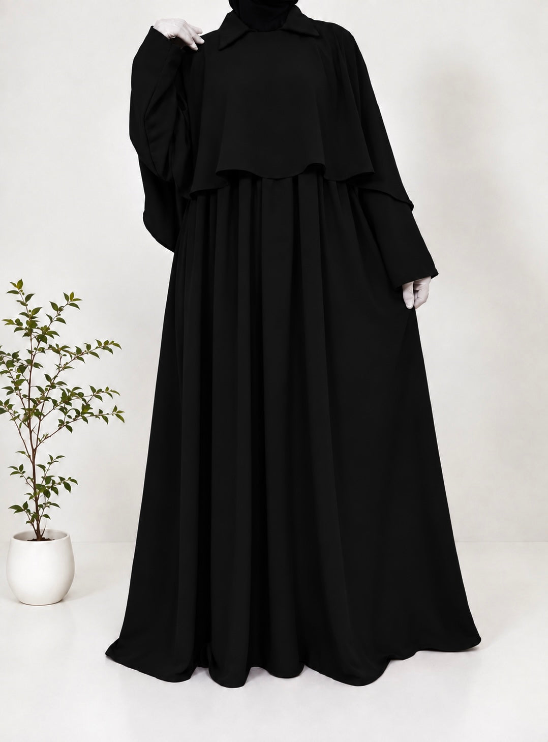 Black Zeenat Abaya With Cape