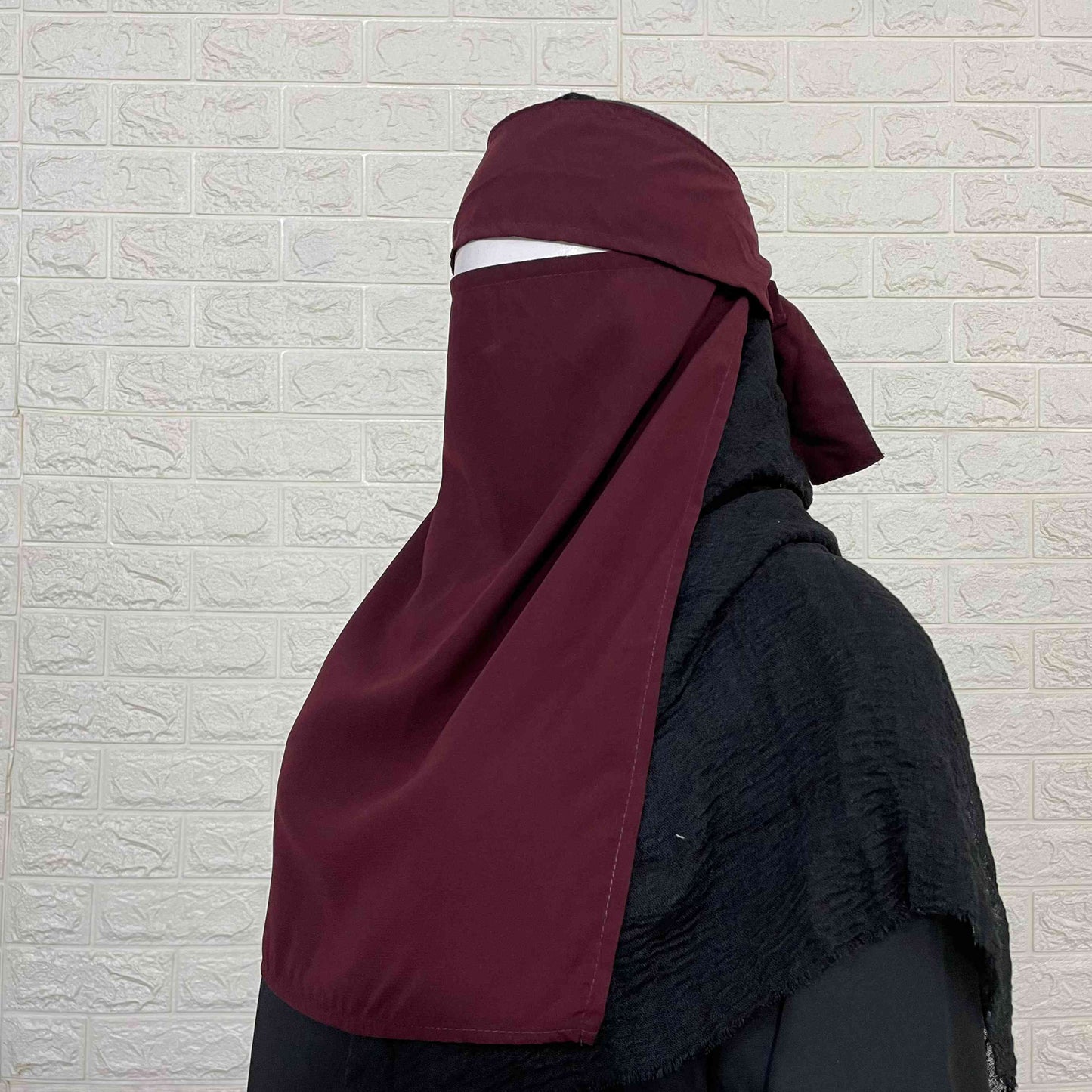 Maroon Pull Down Niqab