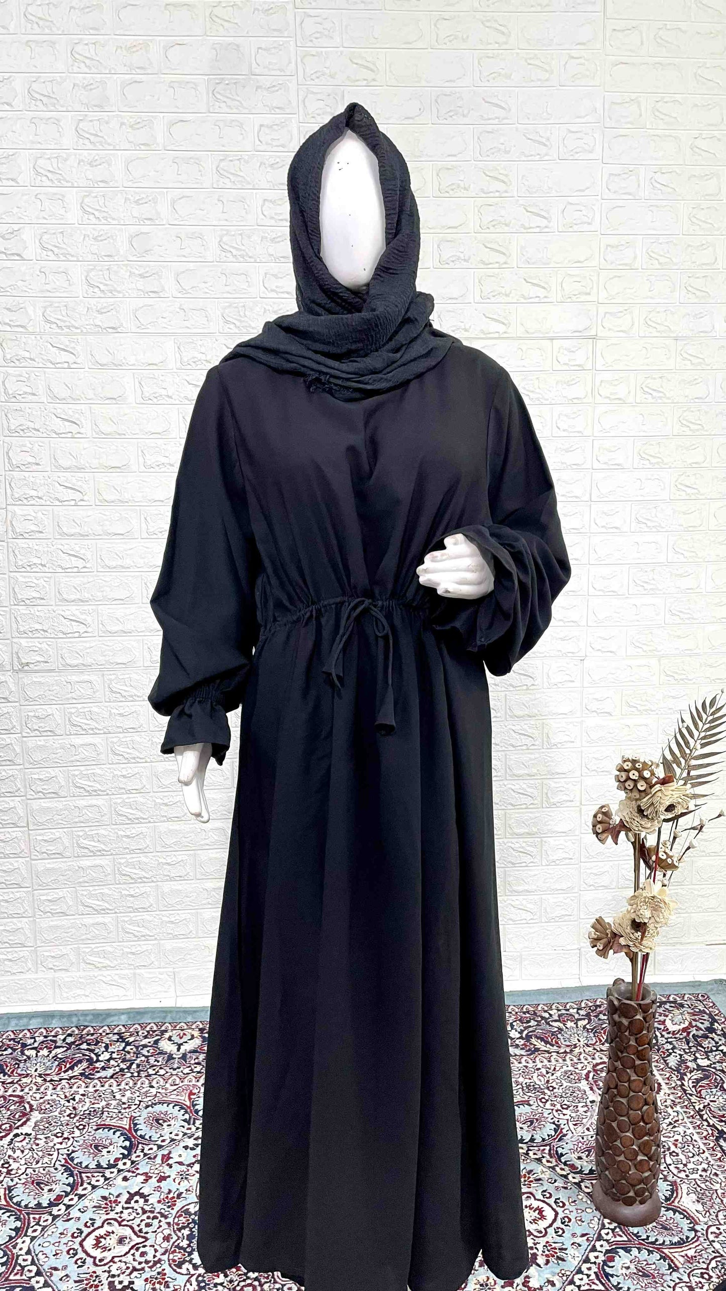 Basic Abaya With Elasticated Sleeves