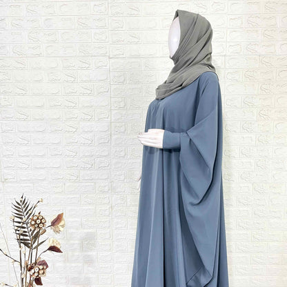 Grey Kaftan Abaya With Cuff Buttons