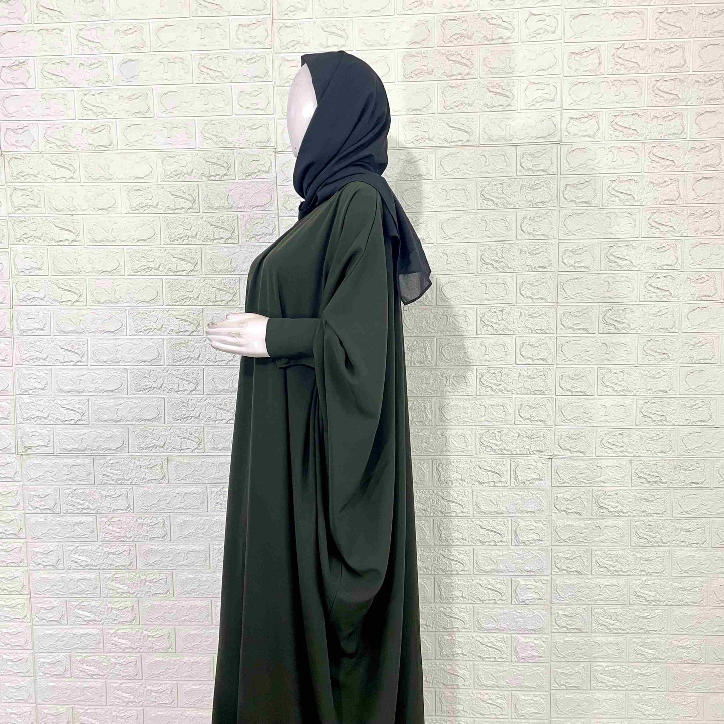 Olive Kaftan Abaya With Cuff Buttons