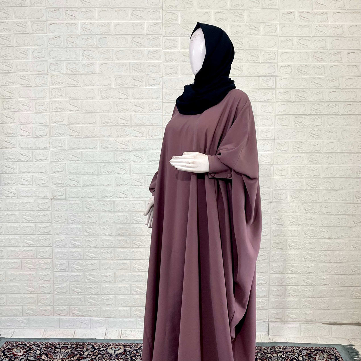 Dusty Mauve Kaftan Abaya With Cuff Sleeves